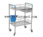 JY-A12 不銹鋼治療車帶抽屜配塑料桶（豪華、普通C型）